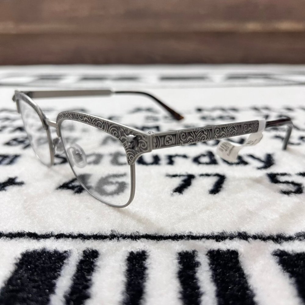 Gucci Silver 3D Tiger Head Logo Engraved Metal Frame Eyeglasses - Picture 3 of 12